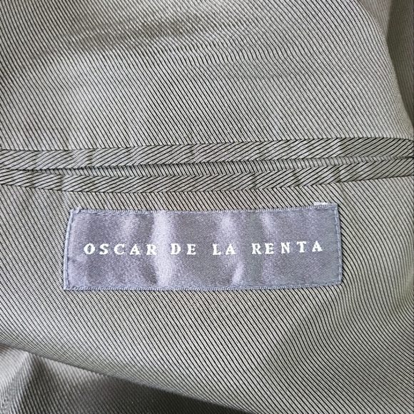 Oscar de la Renta Vintage Silk and Wool Micro Houndstooth Blazer In Gray Sz 50R - Picture 9 of 16